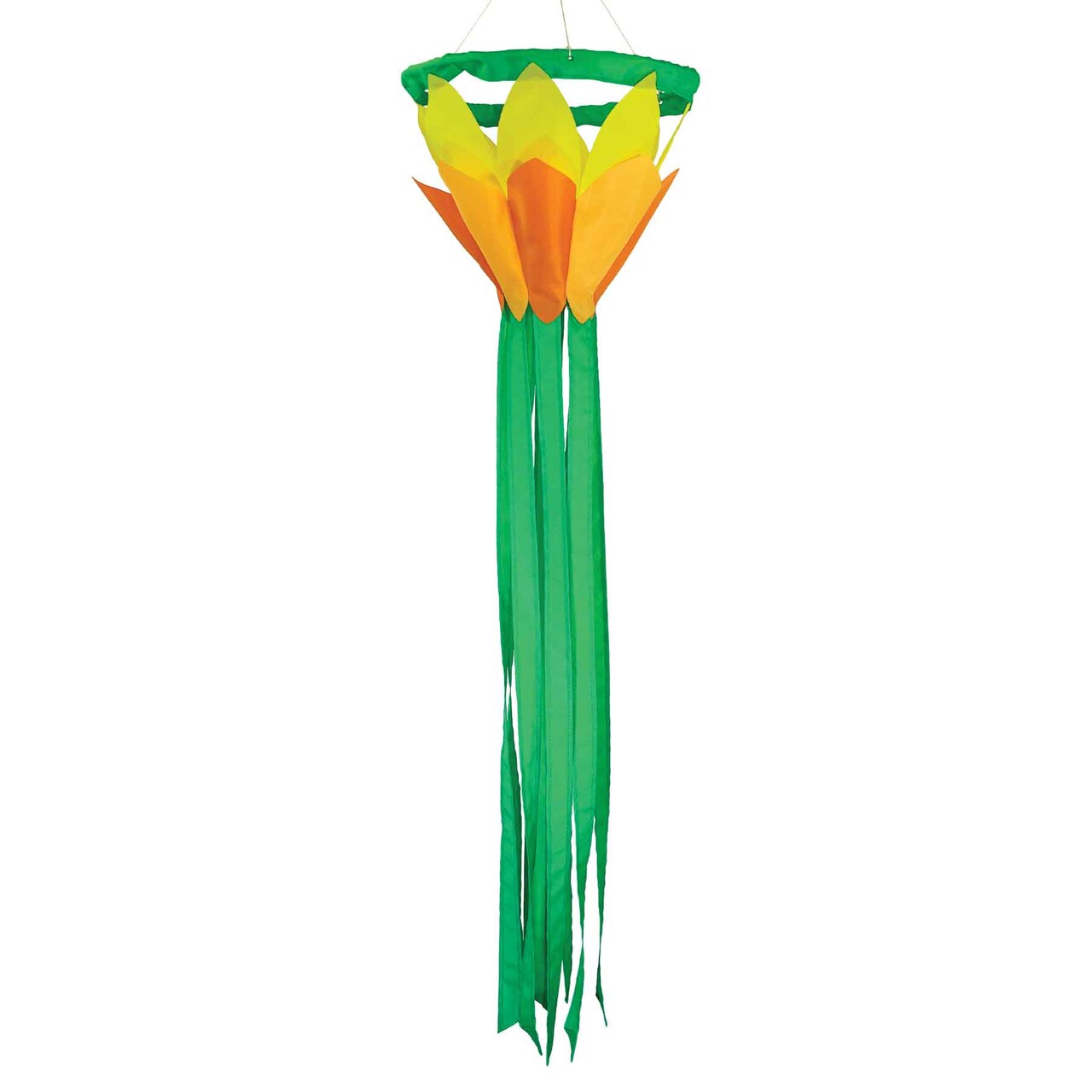 In the Breeze Yellow 38-inch Lotus Flower Windsock, Outdoor Floral Decoration, 5200